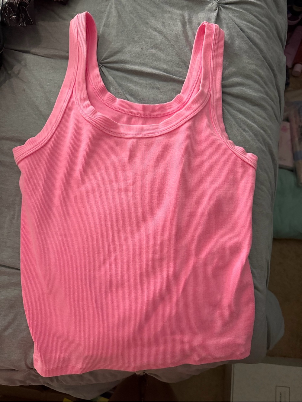 American Eagle Outfitters Pink Ribbed Scoop Tank